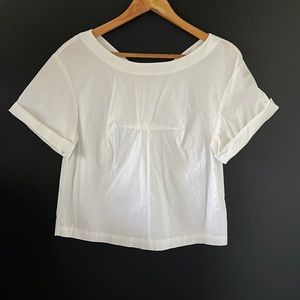 J. Crew Crisp White Cropped V Neck Blouse